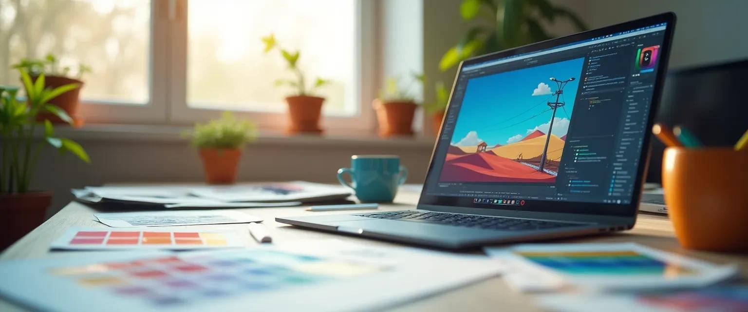 Creative website design concept with vibrant colors and modern layout