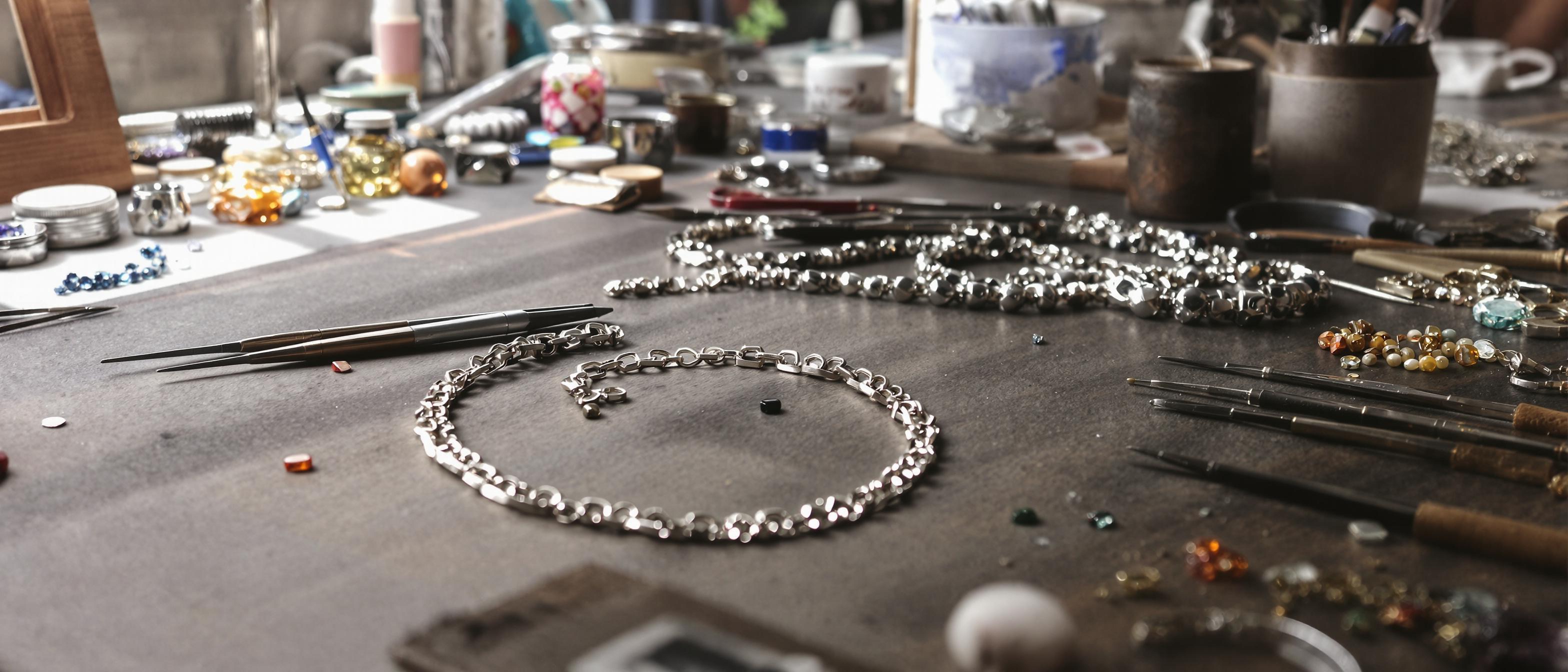 Sparkling jewellery with business name ideas overlay